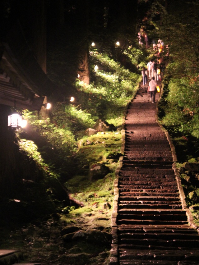 継子坂から参道もライトアップしています