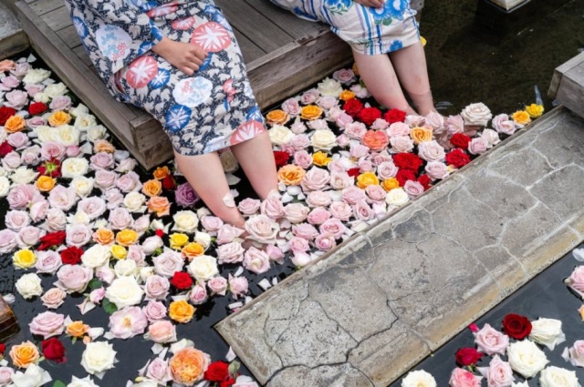 バラの足湯（あんべ湯）